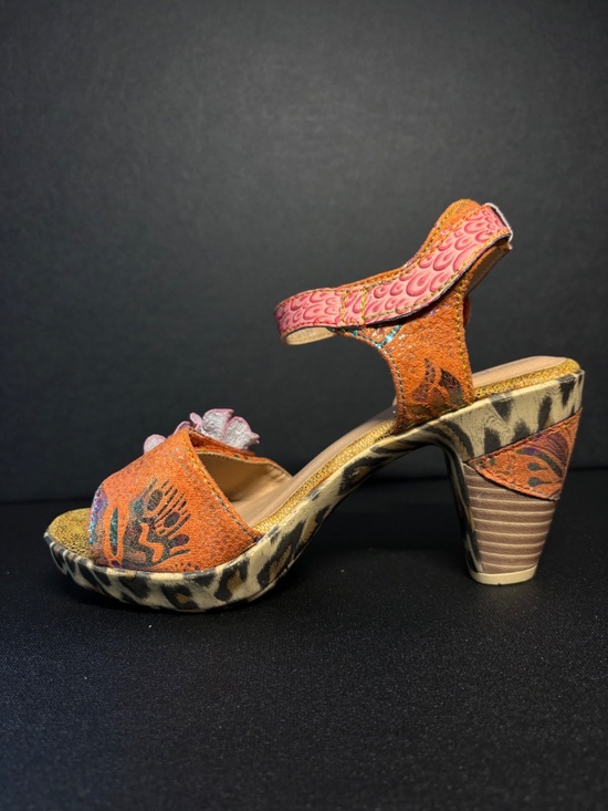 Spring Step L L’Artiste NEW Spring Step Wildcat Leather Sandals Size 36 Floral Boho Heel